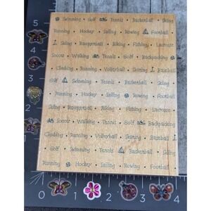 Hero Arts Sports Background S1255 1997 Wordprints Rubber Stamp Wood #B26